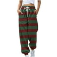 thumbnail image 2 of Puntoco Leggings Con Cordón Estampados A Rayas No Posicionados De Moda Para Mujer Pantalones Deportivos Verde Militar S, 2 of 5