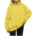 thumbnail image 2 of Xunlbb Sweatshirt for Women,Women's Solid Color Long Sleeved Pocket Loose Hooded Top Sweatshirt,Size S-2XL, 2 of 6
