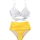 thumbnail image 2 of Traje de baño de cintura alta dividido para mujer, bikini sexy, traje de baño con push-up, conjunto de bikini con vendaje y parte superior de tubo, 2 of 7