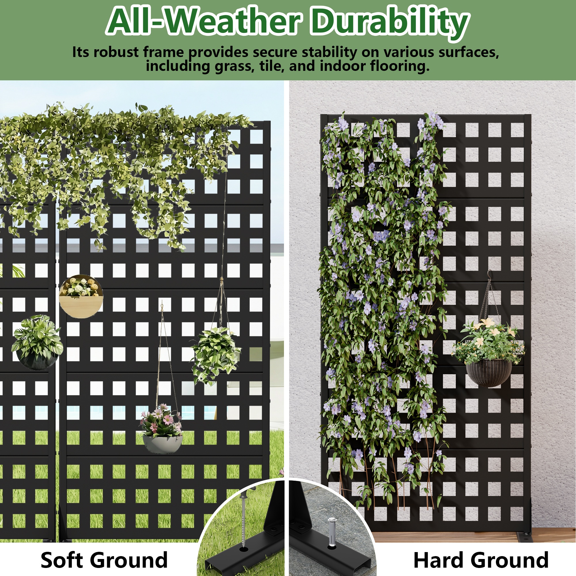 60" H × 30" W Privacy Metal Screen Fence Panel