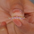thumbnail image 3 of Pink Sapphire & Diamond Crown Ring, Alternate Gemstone Band Ring, Matching Band, Curve Ring, Stackable Ring, Dainty Band For Women, 3 of 5