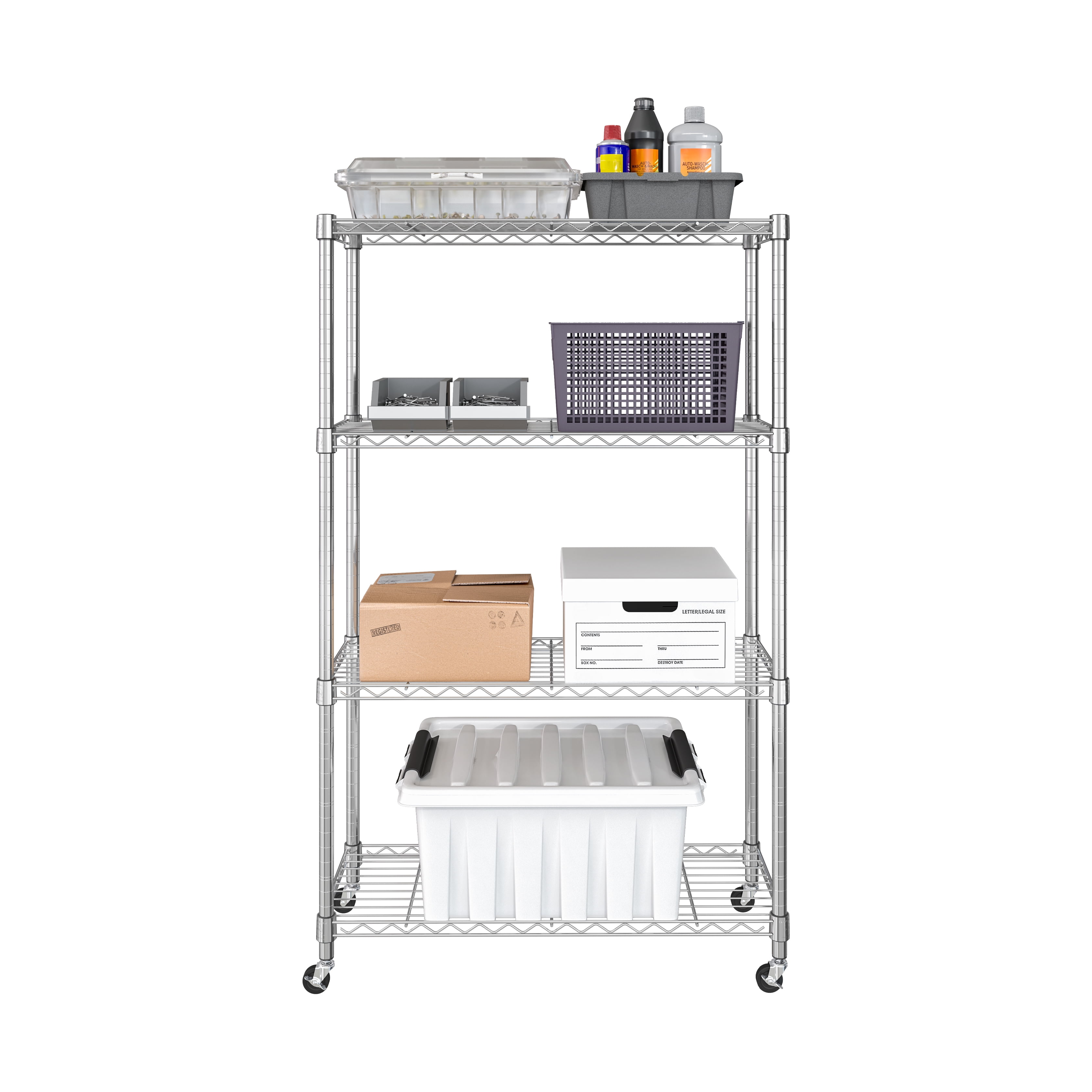 Seville Classics Solid Steel Wire Shelving Storage Unit Adjustable Shelves Organizer Rack, for Home, Kitchen, Office, Garage, Bedroom, Closet, Steel, 4-Tier, 36" W x 14" D