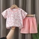 thumbnail image 3 of Odeerbi 2-10 Años Conjunto de Verano Para Niñas Camiseta Corta de Algodón Con Estampado de Conejos Conjunto de Dos Piezas, 3 of 3
