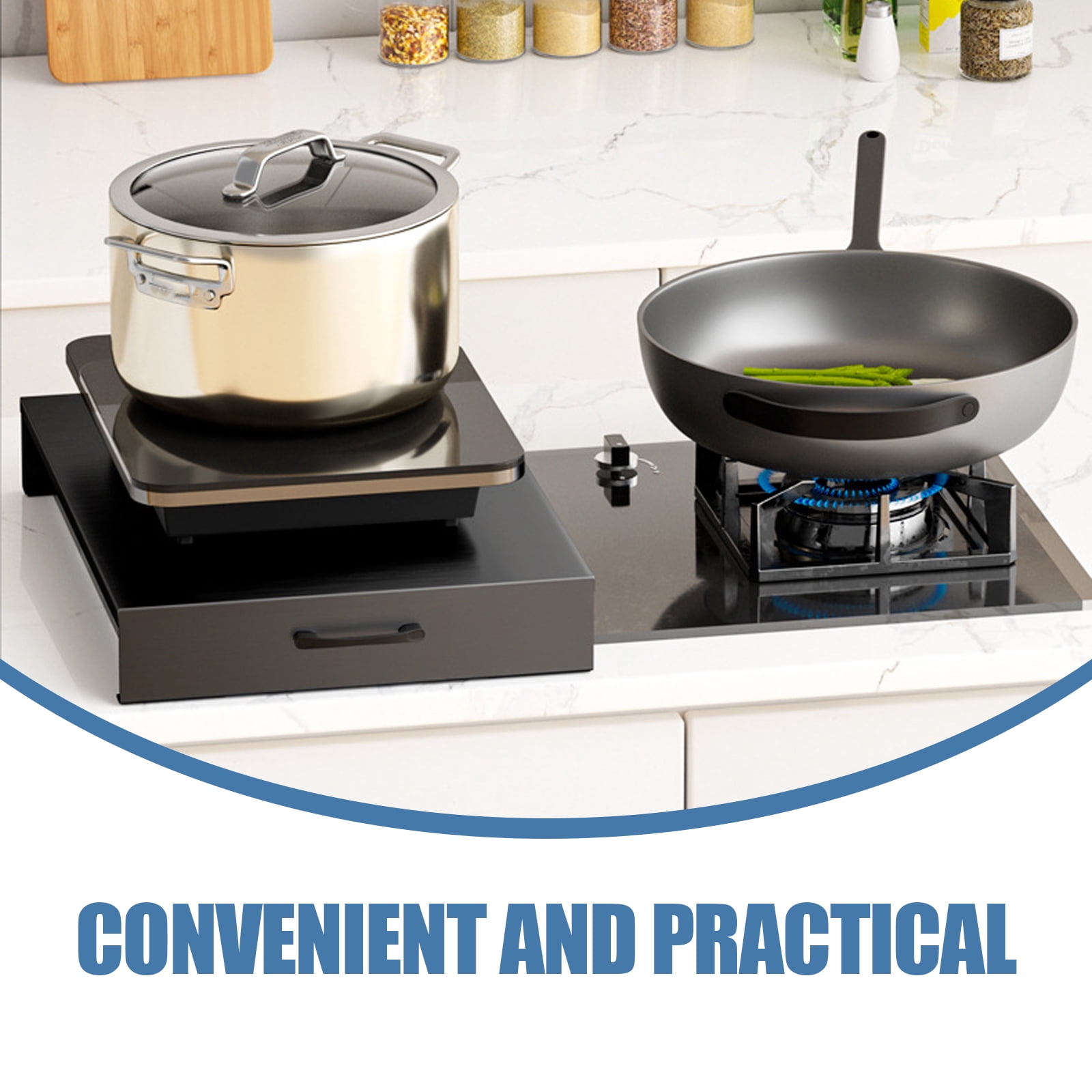 Black Alloy Stove Top Cover for Home Use Supports Heavier Kitchenware and Bakeware 7.5 Inch