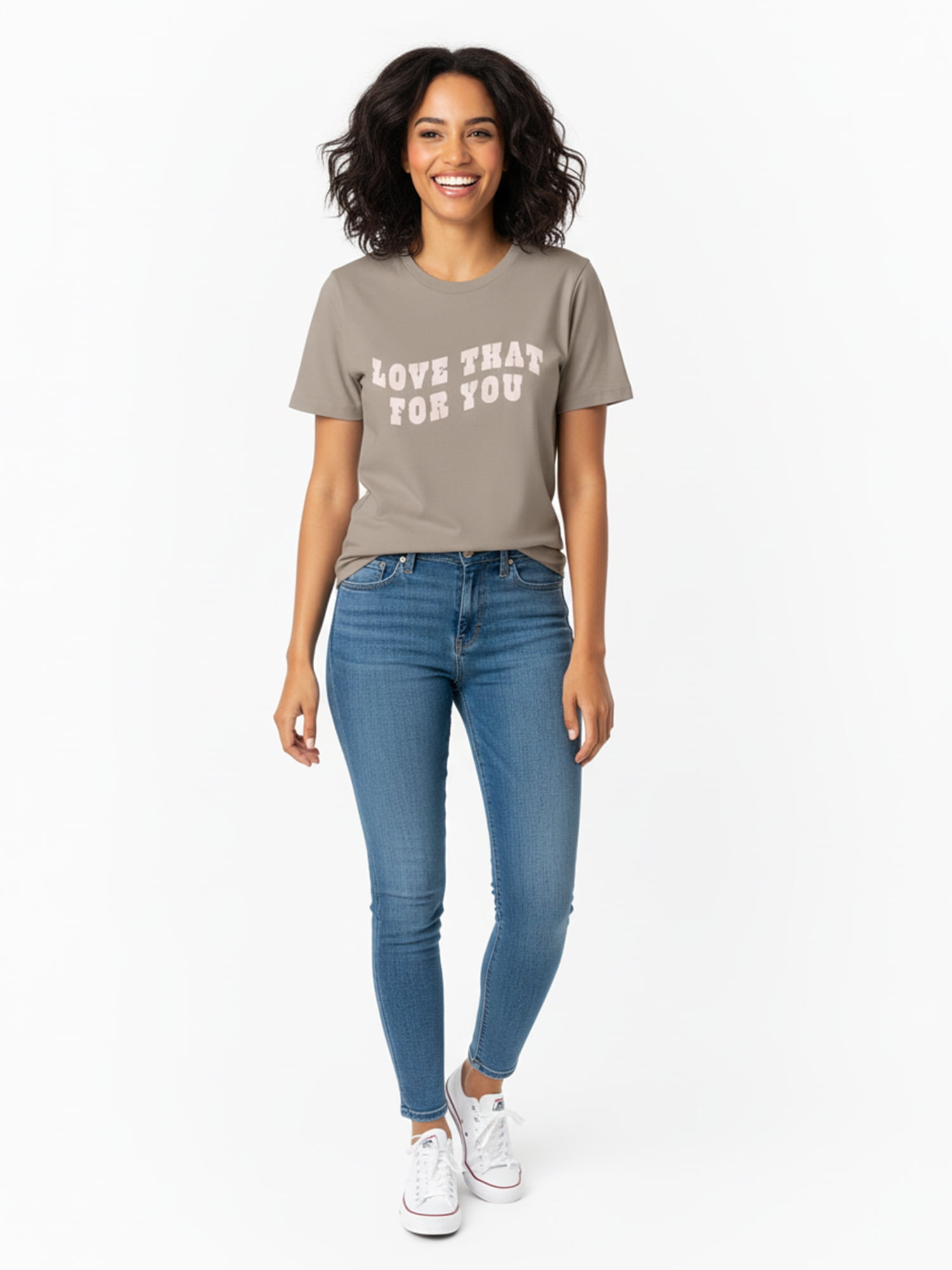 Young Women’s Graphic Everyday Short Sleeve Tee, Love That For You, Sizes XXS–XXL