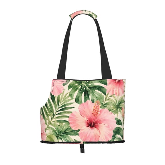 Tropical Hibiscus Floral Pet Tote Bag Lightweight Shoulder Bag for Shopping and Travel