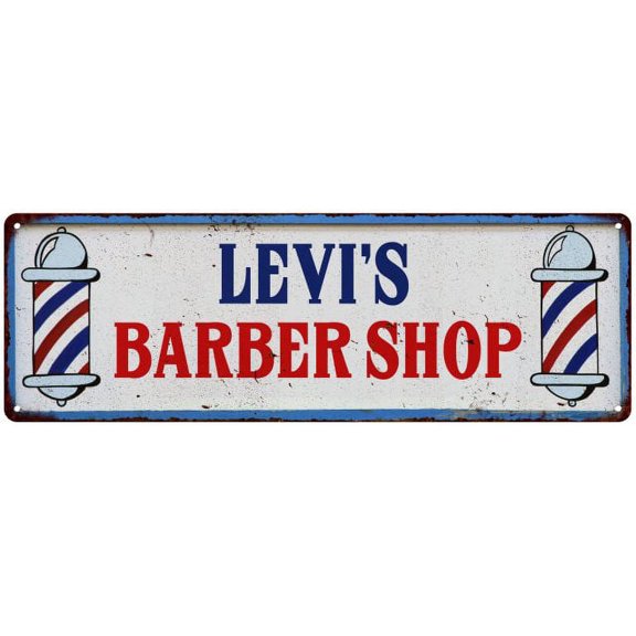 LEVI'S Barber Shop Hair Salon Gift Metal Sign Retro 6x18 206180031306