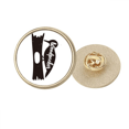thumbnail image 1 of Broche de oro metálico circular Unbranded Pájaro carpintero blanco y negro, 1 of 3