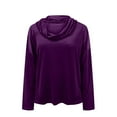 thumbnail image 4 of qelini Womens 3/4 Sleeve Tops Pullover Basic Tee Velvet Solid Cowl Neck Lightweight Elegant Party Blouses, 4 of 8