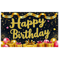 thumbnail image 3 of Black Background Happy Birthday Banner with Gold Glittery Letters Hearts and Bunting Decorations Party Supplies for Birthday Party Photography Props and Decors, 3 of 8