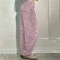 thumbnail image 5 of Women's Starry Sky Rhinestone High Waisted Baggy Jeans, Loose Fit Straight Leg Denim Pants with Stretchable Comfort, Casual Wide Leg Trousers for Daily Wear and Street Fashion Pink XS, 5 of 6