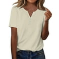 thumbnail image 2 of Womens Blouses Fashion Casual Solid Color Button Short Sleeve Top T Shirt Going Out Tops for Women, 2 of 6