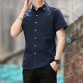 thumbnail image 3 of Camisas de vestir sencillas para oficina, camisas formales, blusas para hombre, ropa de negocios de manga corta, ropa fresca con mangas, blusas asiáticas de algodón SI para hombre, 3 of 5