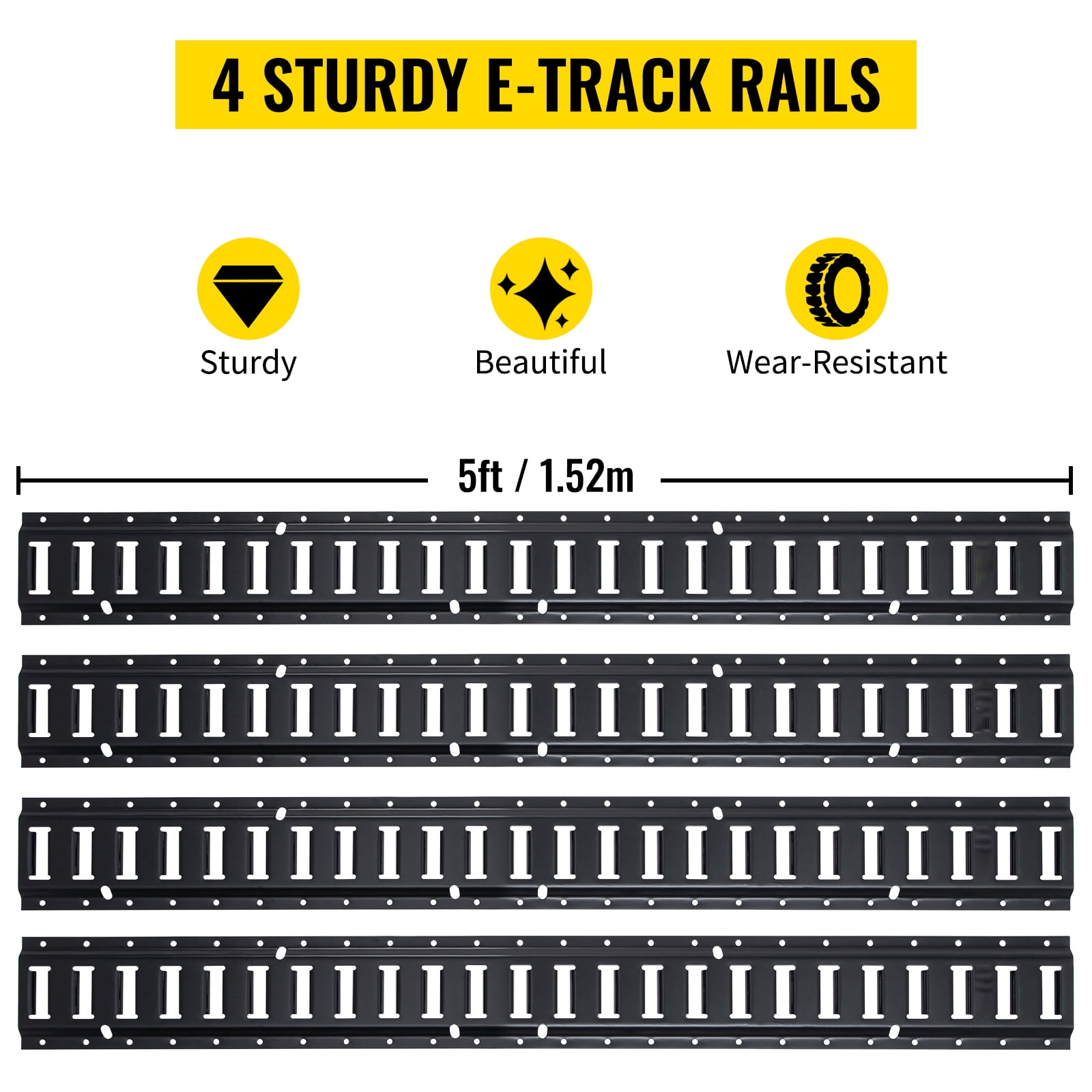 VEVOR E-Track Tie Down Rail Kit 18PCs 5' E Track Rails Enclosed Cargo Trailer