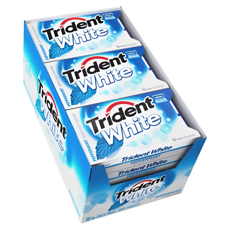 Trident White Peppermint Gum, Whitens Teeth, Prevents Stains, 16