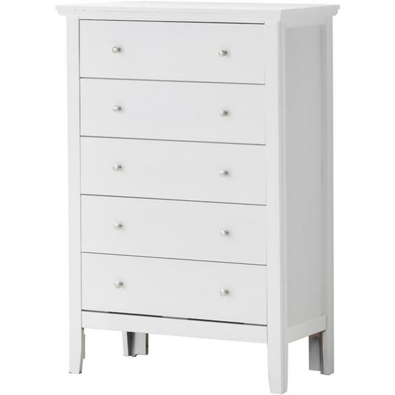 Bowery Hill Engineered Wood Transitional 5 Drawer Chest in White