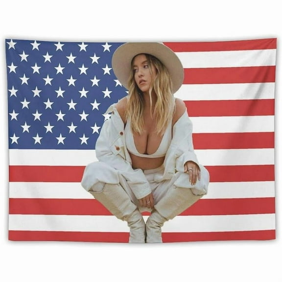 Sydney Actress Sweeney Tapestry Wall Hanging Flag Art Aesthetic Poster Dorm Tapestries For Bedroom Party Home Living Room Decor