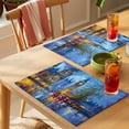 thumbnail image 4 of Big Ben Cotton Linen Placemats Set of 1, Urban Street Red Bus Impressionist Washable Table Place Mats Heat Insulating Placemat for Dining Room Kitchen Daily Use 13 x 19 Inch, 4 of 9