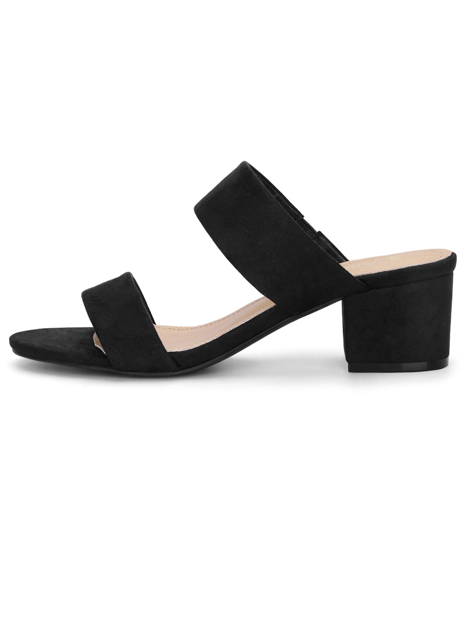 DARING DIVA Stylish Women's Block Heel Dual Straps Slide Sandals 8.5 Black