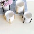 thumbnail image 4 of Succulent Flower Pot With Stand Yellow Ceramics Multi Use Home Desk Pencil Holder With Metal Frame Lipstick Makeup Brush, 4 of 8