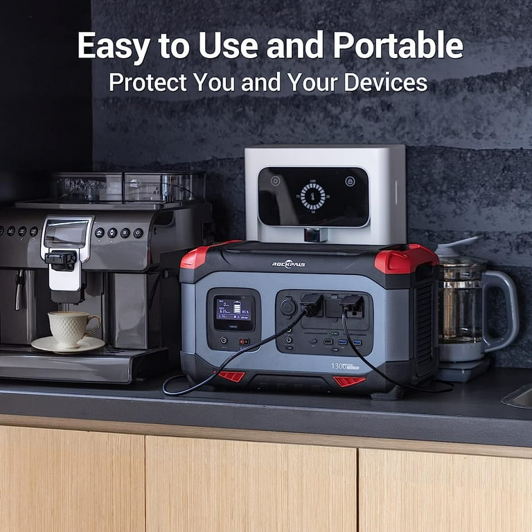 ROCKPALS Portable Power Station 1254.4Wh, 1300W LiFePO4 Battery