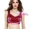 thumbnail image 2 of Bigersell Cute Bras for Women Summer Women's Bras No Underwire Push-Up Bra Style R4056 V-Neck No Underwire Bras Pull-On Bra Closure Women's Plus Size Wirefree Push up Bra Wine XL, 2 of 5