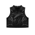 thumbnail image 4 of renvena Kids Girls 2 Piece Metallic Dance Outfits Sleeveless Crop Top with Irregular Hem Skirt 8-14 Black 14, 4 of 7