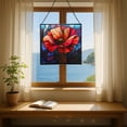 thumbnail image 6 of Poppy Flower Stained Glass Panel Suncatcher Square Window Hanging, 8 Inch Real Glass Decorative Art Sun Catcher for Home, Gift, and Garden Decor 78OR10, 6 of 6