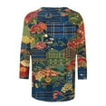thumbnail image 5 of CYMMPU Floral Printed Crew Neck Blouses for Women Dressy Casual Loose Fit Spring Tops 3/4 Sleeve Fall Trendy Shirts Tunic Tops Lightweight Basic Tees Multicolor XXXXL, 5 of 5