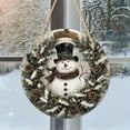 thumbnail image 3 of Snowman Sign Winter Christmas Metal Sign For Outdoor Outside Porch Snowflakes Wreath Wall Decoration 12 Inch Cute Car Things Stained Glass Window Panels Apartment Christmas Decorations Set Miniature, 3 of 3