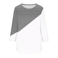 thumbnail image 5 of UAMVSH Women Shirts Casual 3/4 Sleeve Crew Neck Blouses Trendy Pleated Front Printed Dressy Tunic Tops with Curved Hem(Medium,Gray 1), 5 of 5