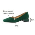 Women Pumps Sheep Suede Leather Shoes for Women Square Toe Chunky Heel