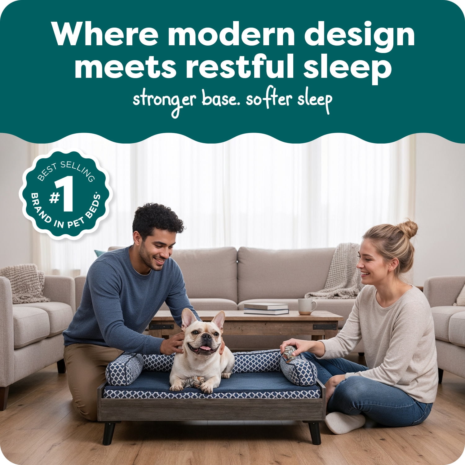 Furhaven Medium Mid-Century Modern Style Elevated Dog Bed Frame - Gray Wash, Medium Bed Frame Only Medium (Veneer) Gray Wash