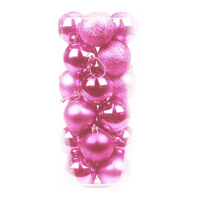 Flmtop 24Pcs Christmas Balls Glittering Shatterproof Plastic Xmas Tree Ornaments Party Decor