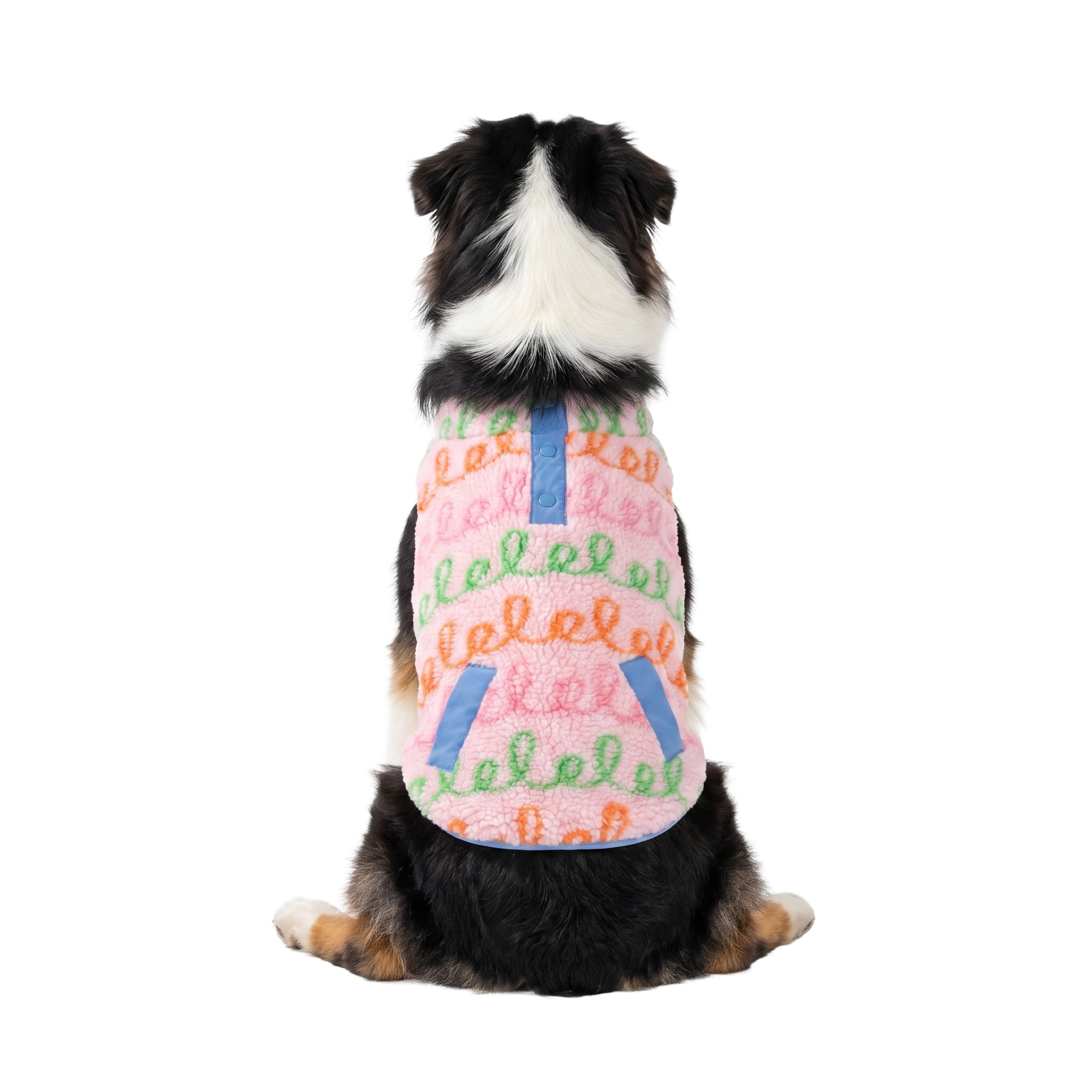 Oodles Curly Stripes Sherpa Fall Dog Jacket, Pink, Large
