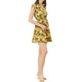 thumbnail image 5 of INSPIRE CHIC Women's Floral Crossover V Neck Petal Sleeves Belted Dress M Yellow-Floral, 5 of 7