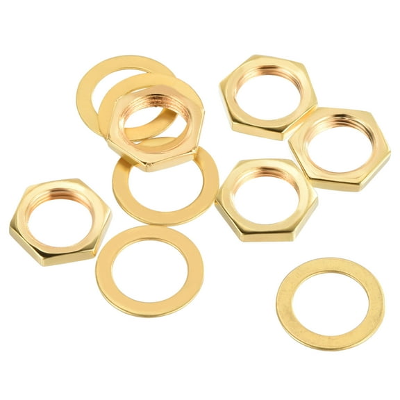 5 Set Guitar Nut and Washers M9 Guitar Input Output Jack Socket Nut Gold for Guitar, Bass