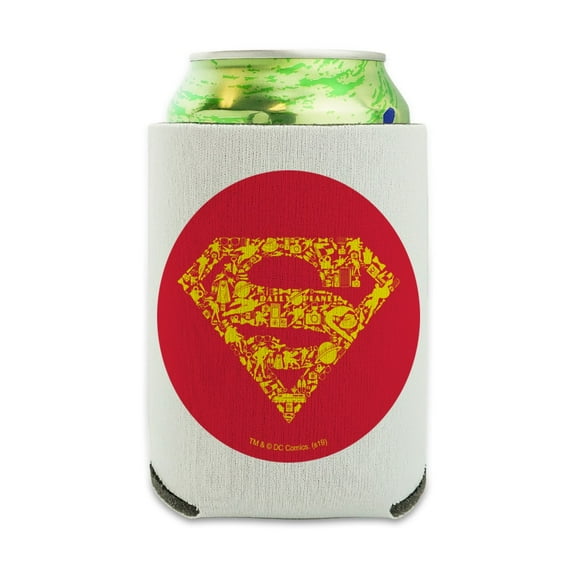 Superman Superman Icons Logo Can Cooler - Drink Sleeve Hugger Collapsible Insulator - Beverage Insulated Holder