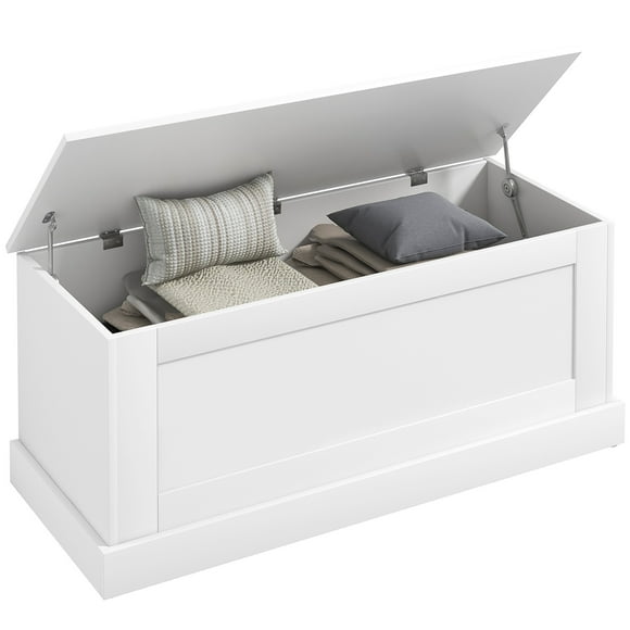 HOMCOM Modern Storage Chest, Living Room Wooden Box, 39.4", White