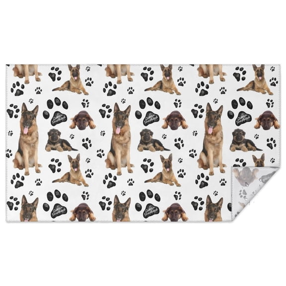 German Shepherd Dog and Footprint Rectangle Tablecloth 60"x102",Waterproof Polyester Rectangle Table Cloth, Wipeable Spillproof Polyester Tablecloth for Dining, Camping, Indoor and Outdoor