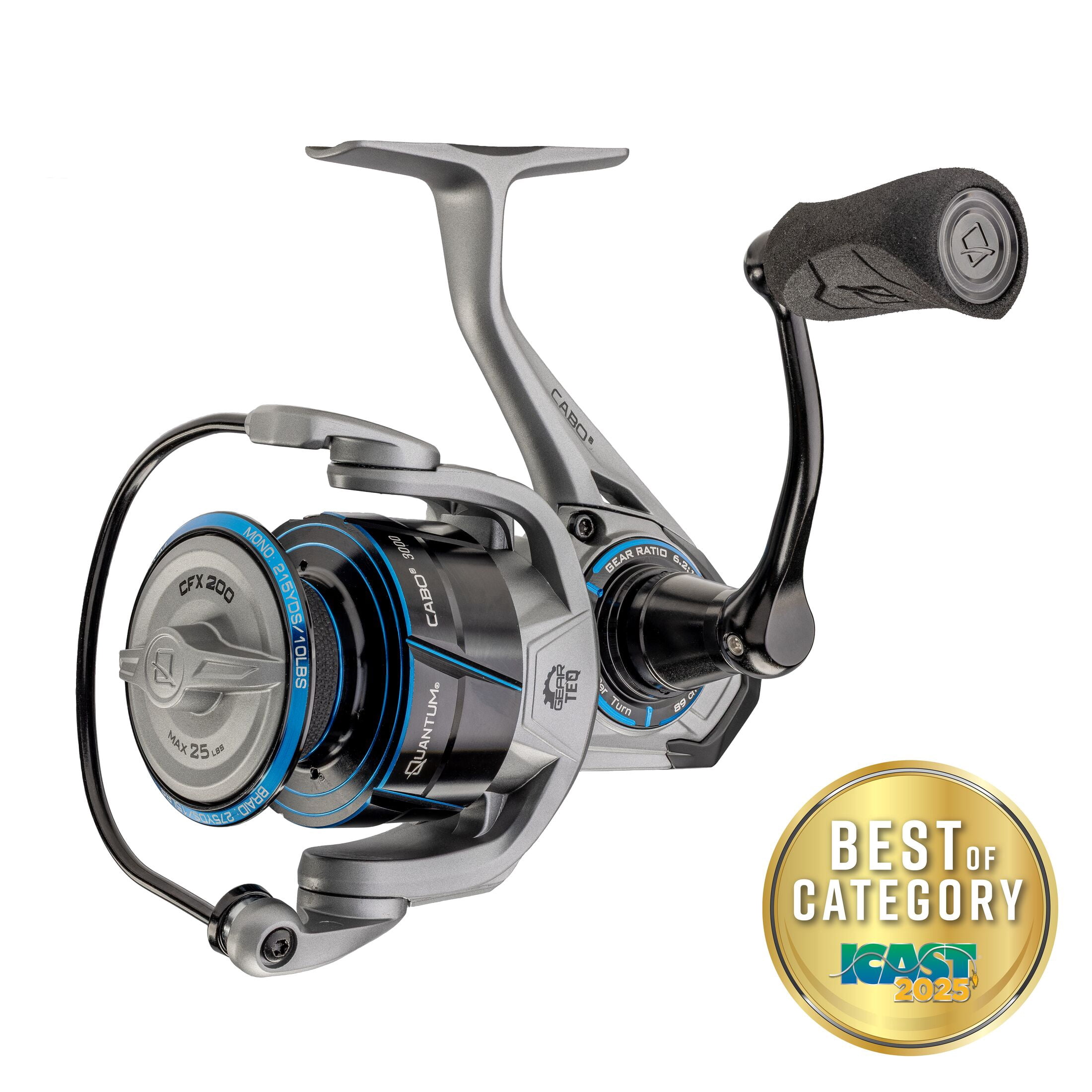 Quantum Cabo Spinning Fishing Reel, Size 3000, 6.2:1 Gear Ratio, 6+1 Bearings