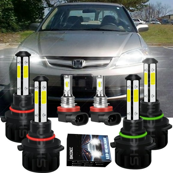 For Honda Civic 2006-2013 Combo 9005 9006 LED Headlights High&Low Beam H11 Foglight Bulbs