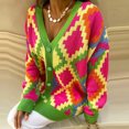 thumbnail image 2 of Cárdigan de punto para mujer Patrón geométrico Outwear Abrigos Cárdigan Traje diario suelto Hugtrwg Para estrenar, 2 of 9