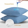 thumbnail image 4 of Blue Throw Pillow Covers 20x20 Inch Set of 2, Farmhouse Burlap Solid Blue Color Modern Linen Texture Waterproof Outdoor Pillow Covers, Decorative Cushion Pillowcases for Couch, Sofa, Bed, Patio, 4 of 9