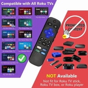 2pcs Universal Remote Controller for All Roku Smart TVs, Compatible with Hisense, Onn, Philips, Proscan, Roku Plus/Pro/Select Series, Sharp, TCL, Westinghouse Roku TV Models (Not for Roku Stick/Box)