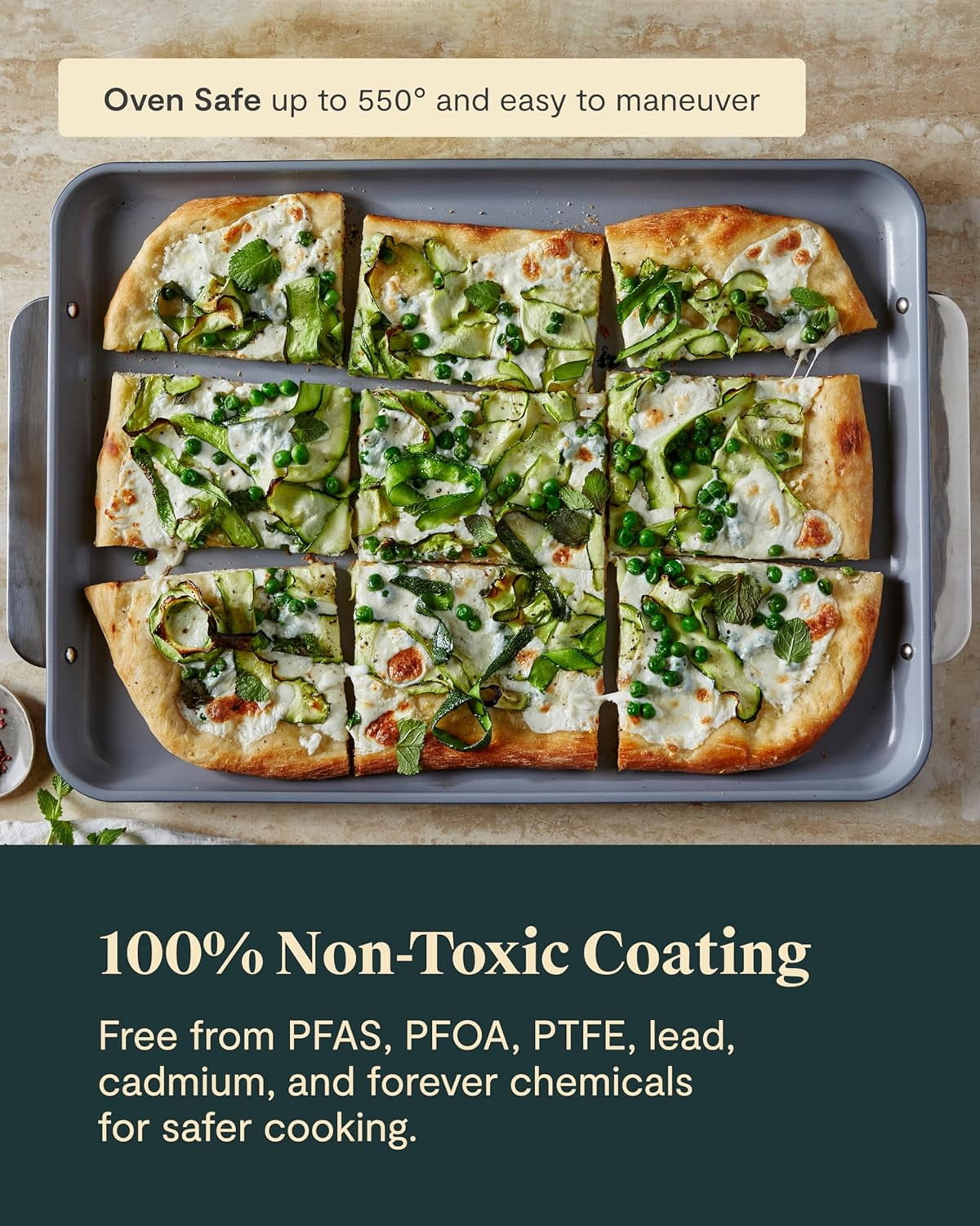 Caraway Non-Stick Ceramic Baking Sheet Duo - Naturally Slick Ceramic Coating - 18 x 13" Large & 15 x 10" Medium - Navy