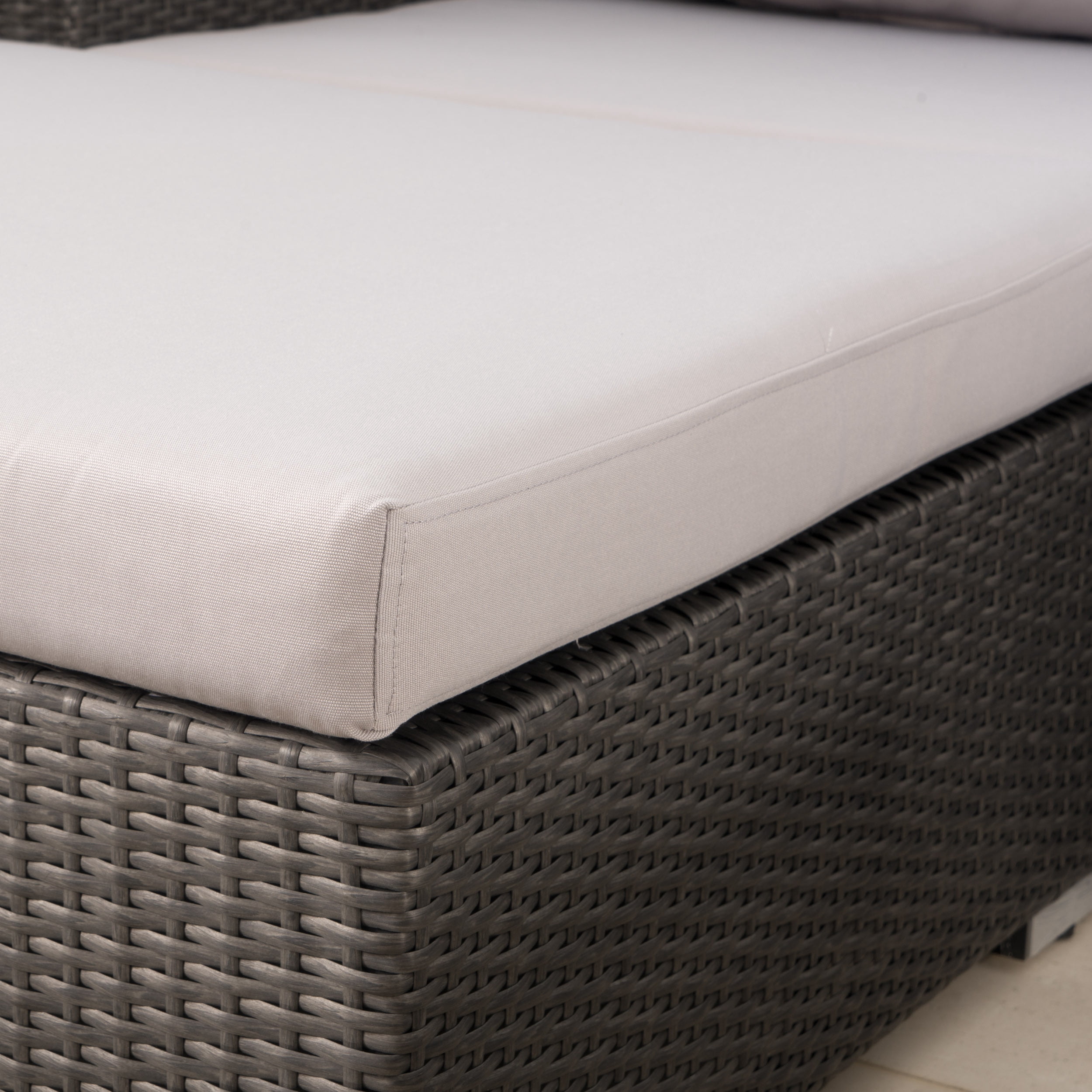 Faviola Outdoor 7 Seater Wicker Sectional Sofa with Aluminum Frame and Cushions, Grey, Silver