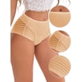 thumbnail image 3 of DARING DIVA Women's High Waisted Tummy Control Lace Mesh Underwear Briefs XXL Beige, 3 of 6