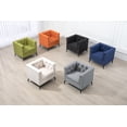 thumbnail image 5 of Mid Century Linen Fabric Accent Barrel Chair with Tufted Back and Arm, Upholstered Single Sofa Chair with Metal Frame and Legs, Square Lounge Club Armchair Reading Chair with Nailhead Trim, Grey, 5 of 9