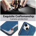 thumbnail image 2 of Premium PU Leather Flip Folio Case for iPhone 15, Magnetic Closure Protective Case Kickstand Function Card Cash Slots Shockproof Durable Wallet Cover Soft TPU Inner Phone Case - Blue, 2 of 17